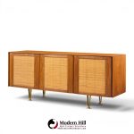 gio ponti for singer & sons model 2184 mid century walnut, cane and brass credenza
