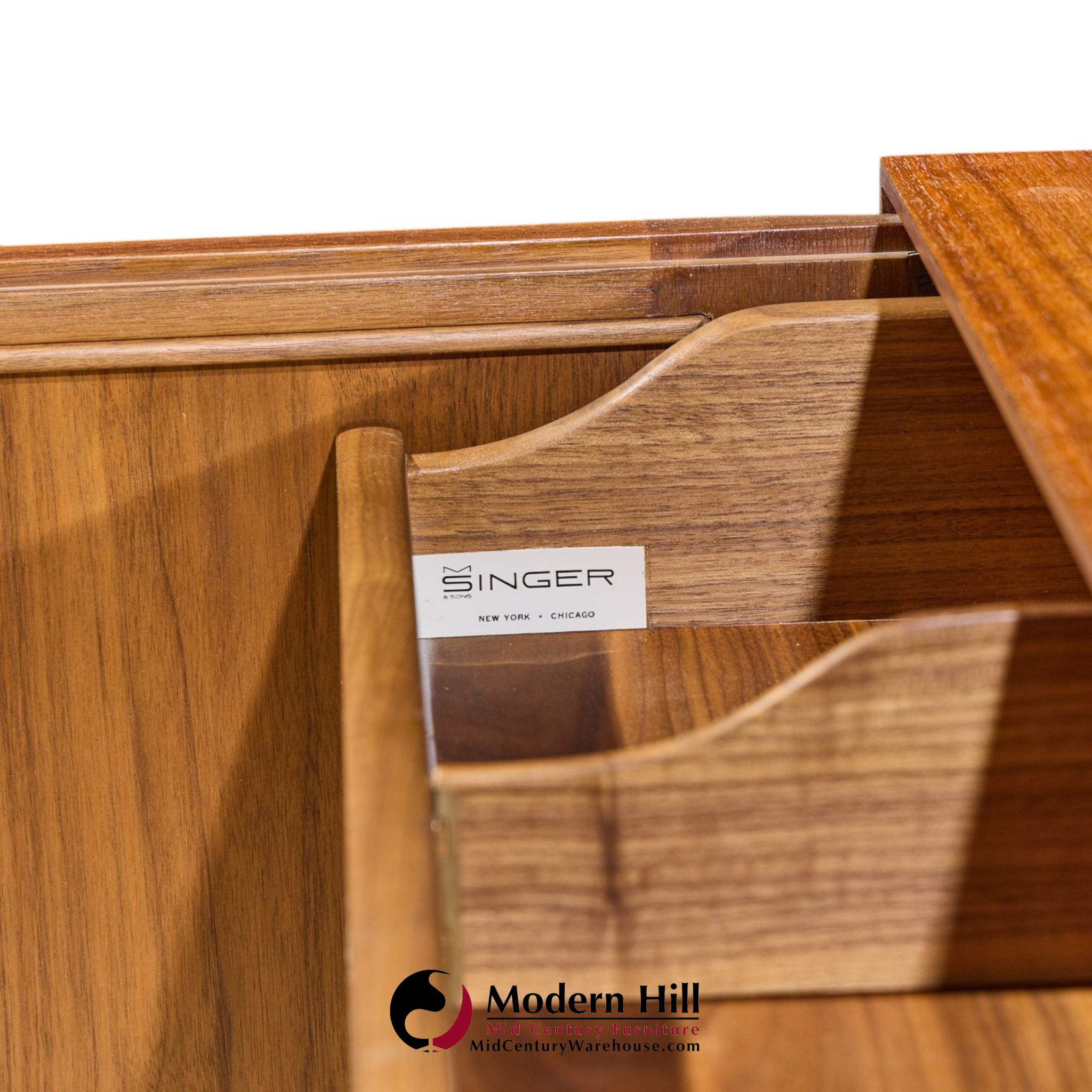 gio ponti for singer & sons model 2184 mid century walnut, cane and brass credenza