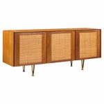 gio ponti for singer & sons model 2184 mid century walnut, cane and brass credenza