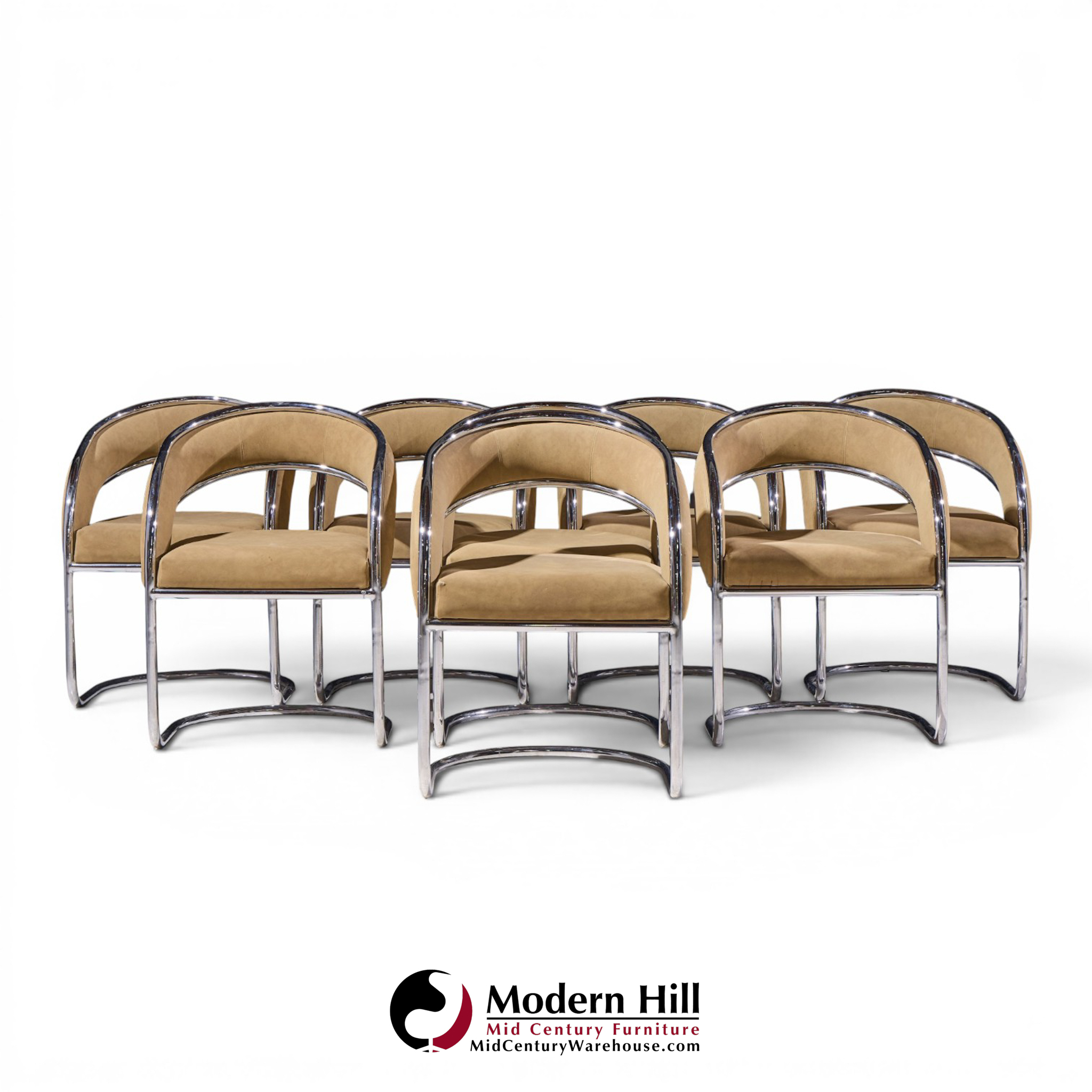 giotto stoppino style mid century chrome dining chairs - set of 8
