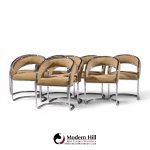 giotto stoppino style mid century chrome dining chairs - set of 8