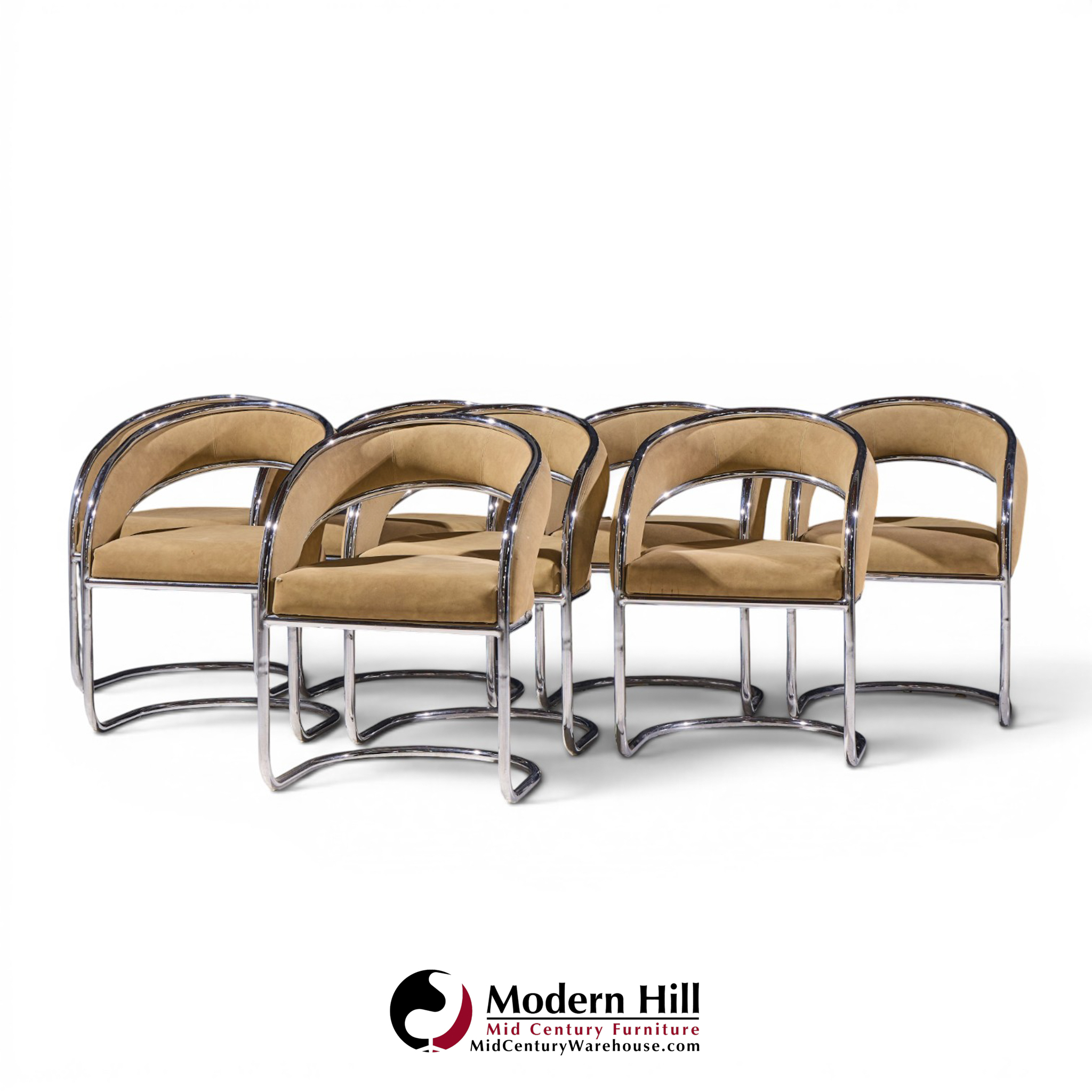 giotto stoppino style mid century chrome dining chairs - set of 8