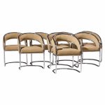 giotto stoppino style mid century chrome dining chairs - set of 8