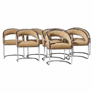 giotto stoppino style mid century chrome dining chairs - set of 8