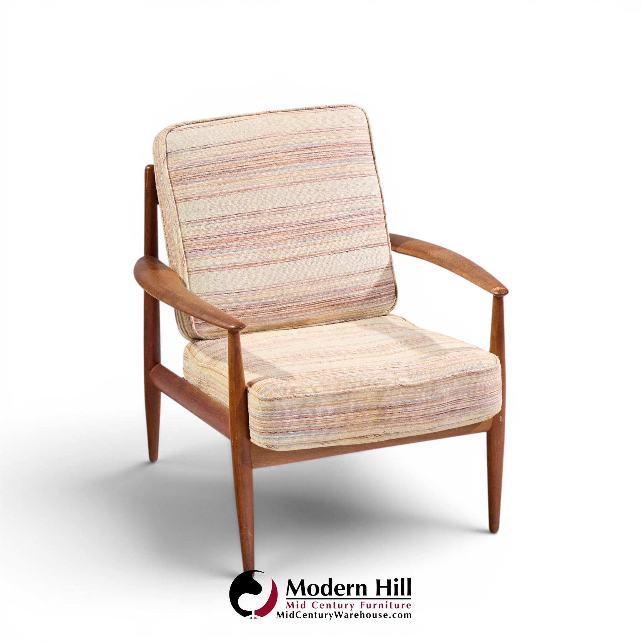 grete jalk for france and sons mid century danish teak lounge chairs - pair