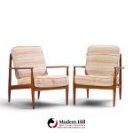 grete jalk for france and sons mid century danish teak lounge chairs - pair