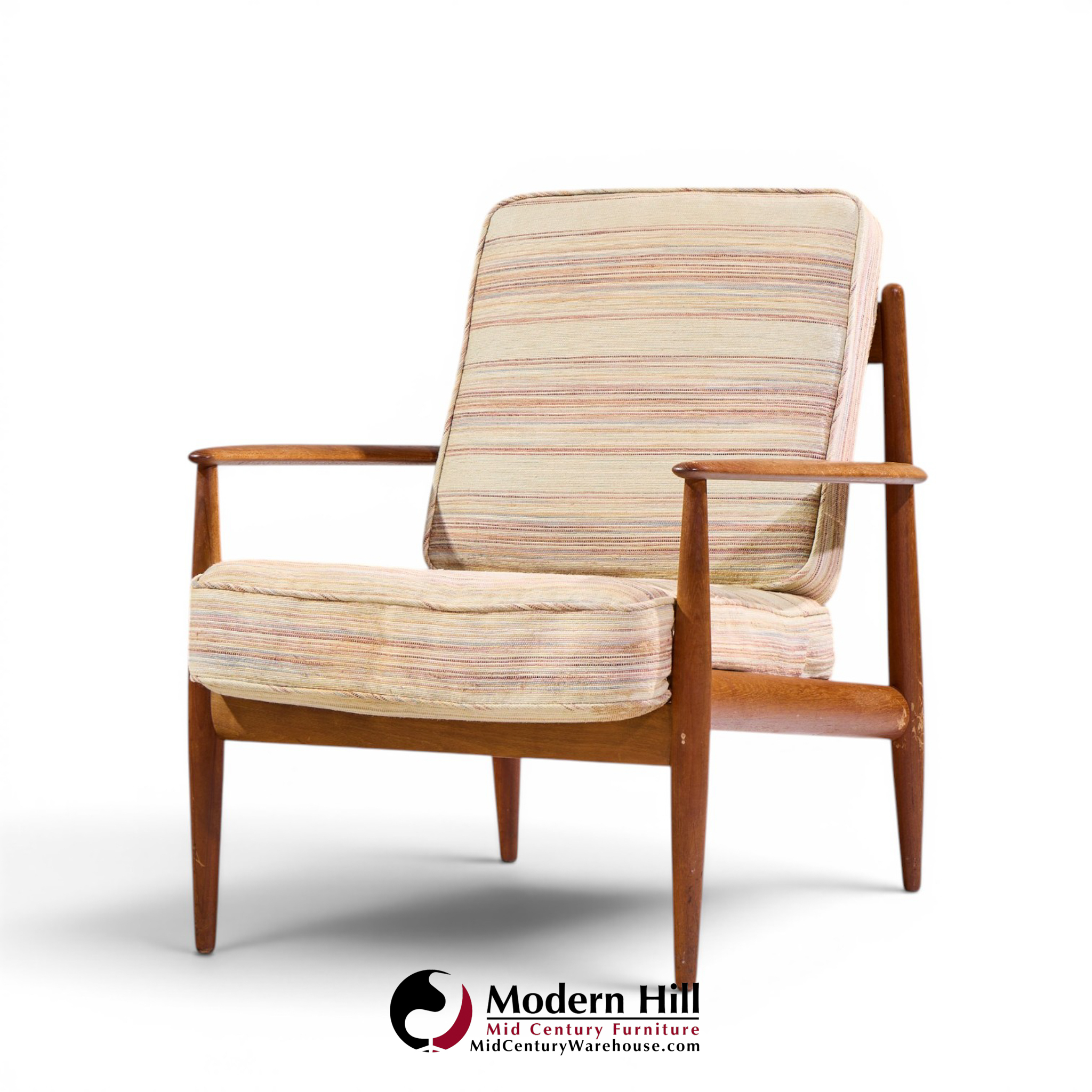 grete jalk for france and sons mid century danish teak lounge chairs - pair