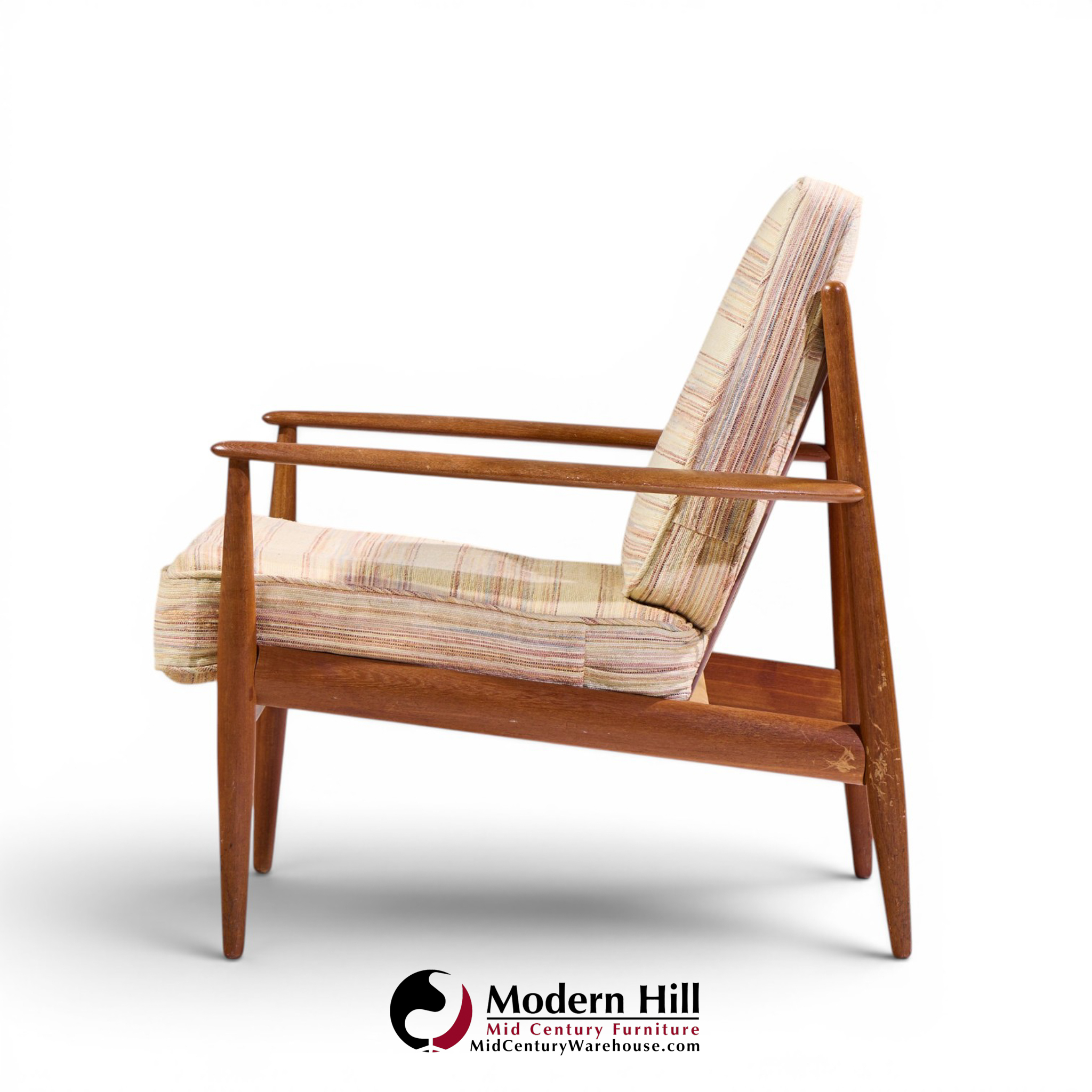 grete jalk for france and sons mid century danish teak lounge chairs - pair