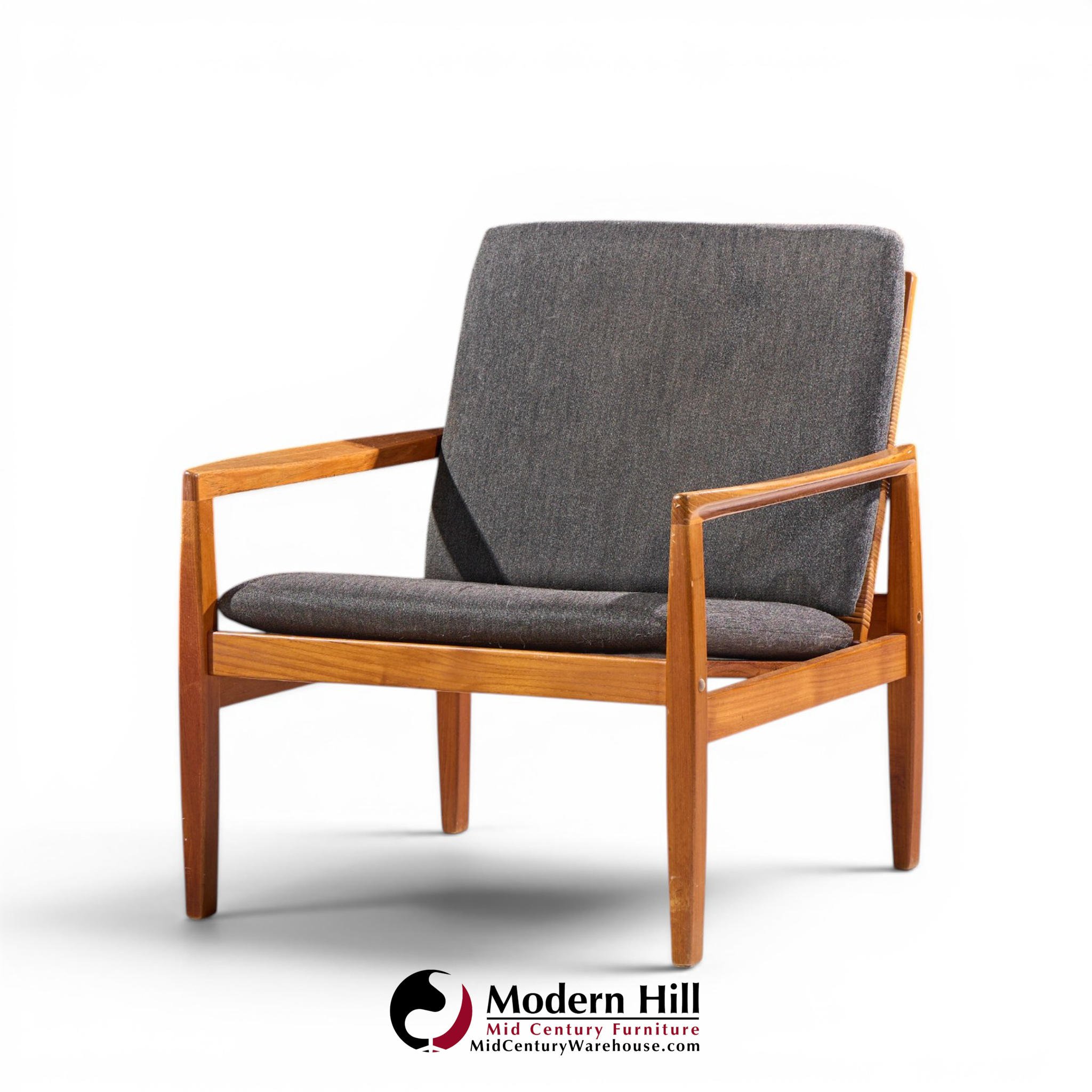 hans olsen for juul kristensen model 519 mid century danish teak and cane chairs - pair