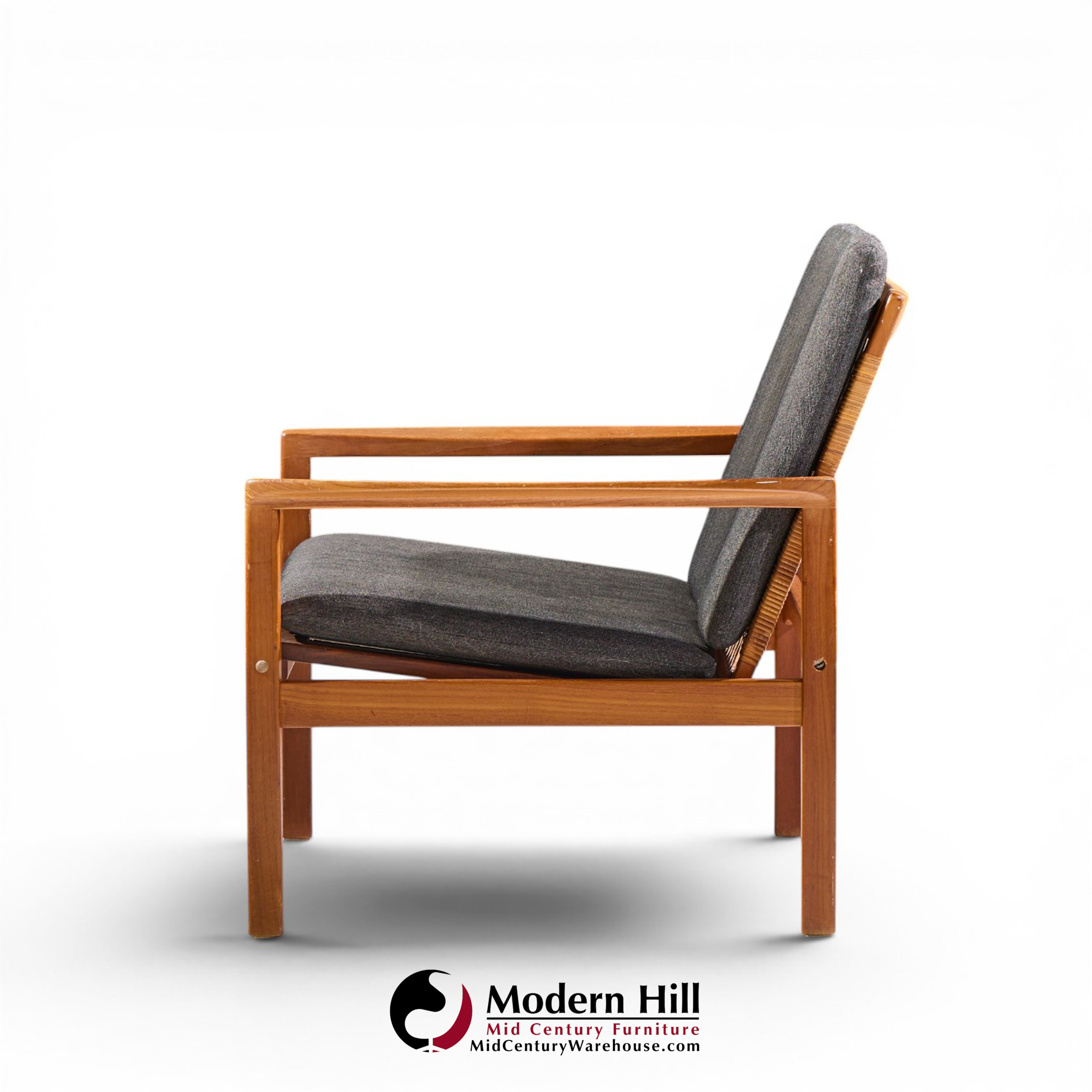 hans olsen for juul kristensen model 519 mid century danish teak and cane chairs - pair