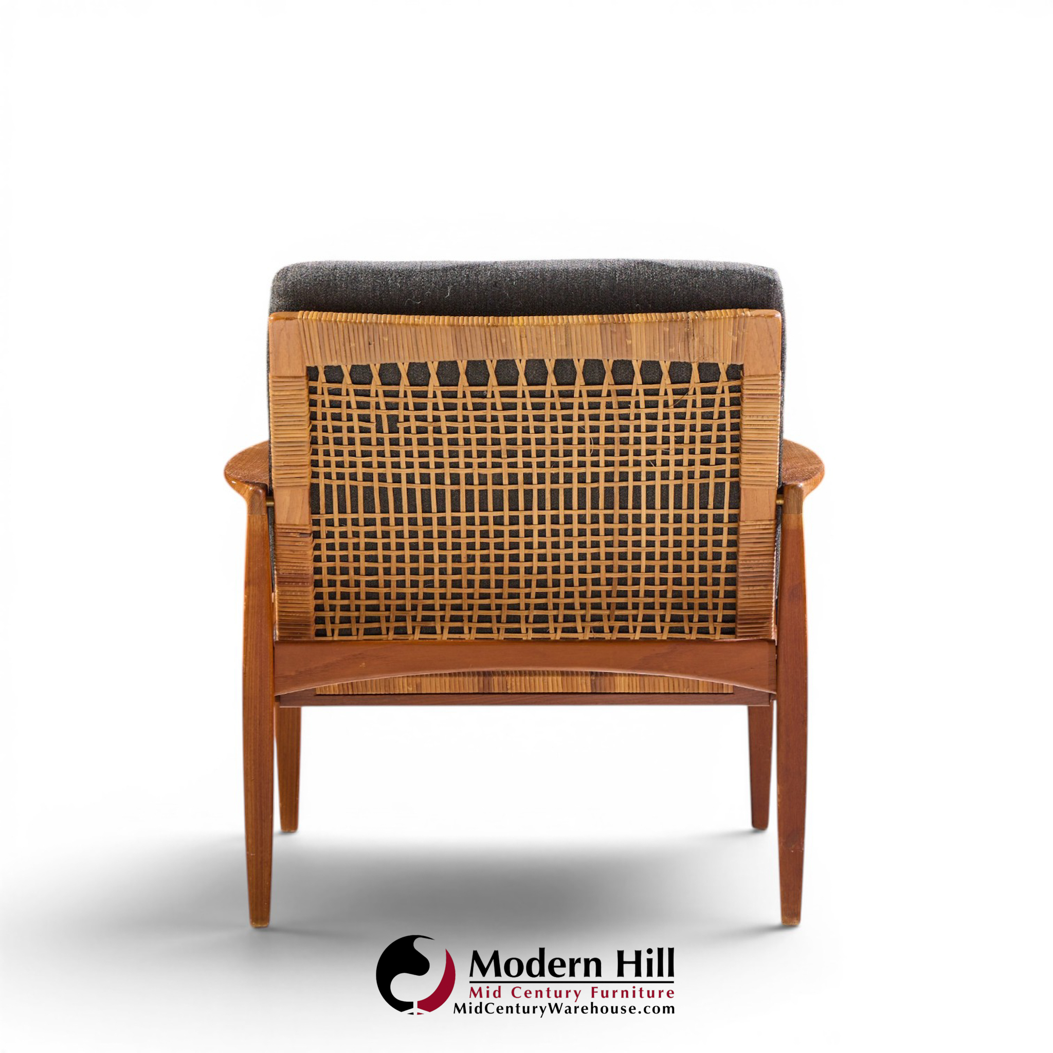 hans olsen for juul kristensen model 519 mid century danish teak and cane chairs - pair