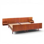 hans wegner for getama mid century danish teak king platform bed with nightstand