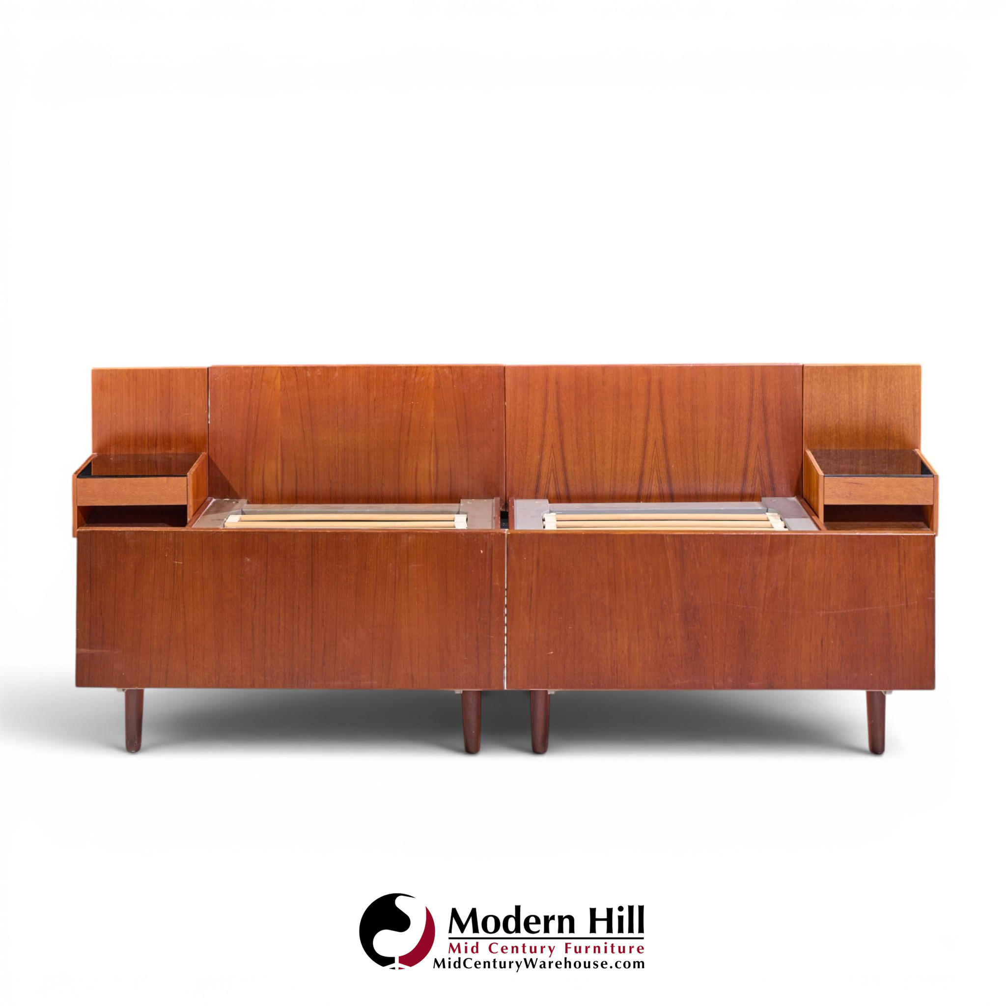 hans wegner for getama mid century danish teak king platform bed with nightstand