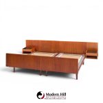 hans wegner for getama mid century danish teak king platform bed with nightstand