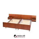 hans wegner for getama mid century danish teak king platform bed with nightstand