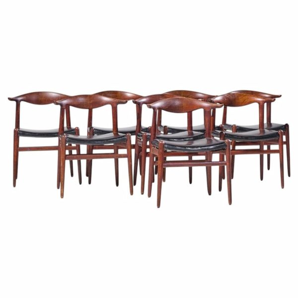 hans wegner for johannes hansen mid century danish cow horn dining chairs - set of 8