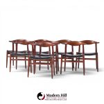 hans wegner for johannes hansen mid century danish cow horn dining chairs - set of 8