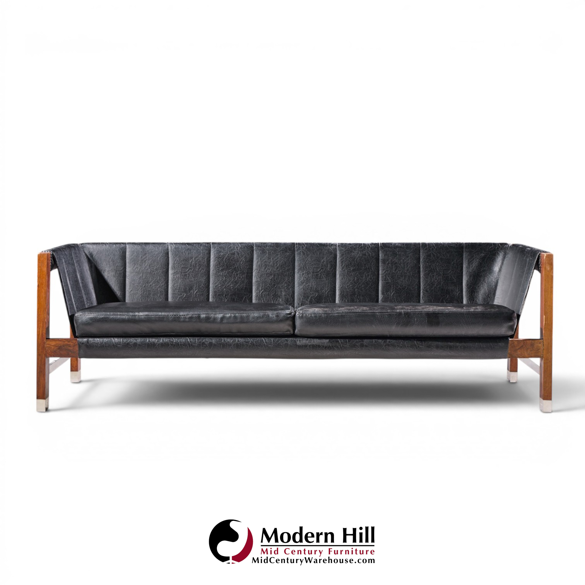 jack cartwright for founders mid century rosewood leather sling sofa