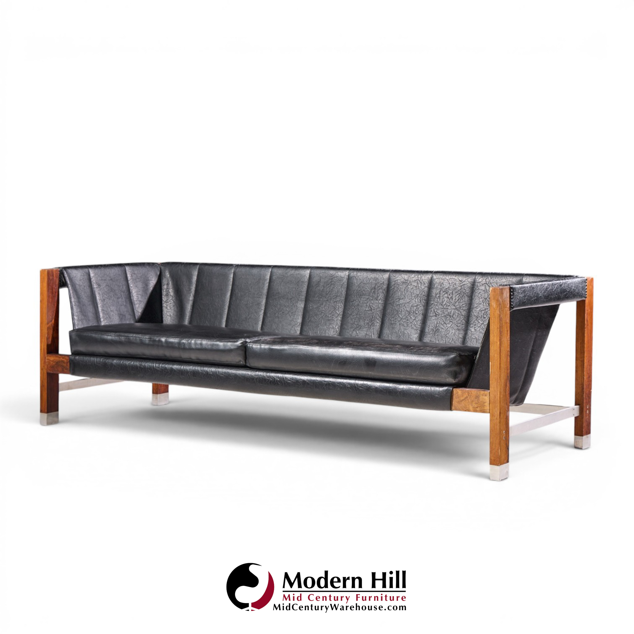 jack cartwright for founders mid century rosewood leather sling sofa