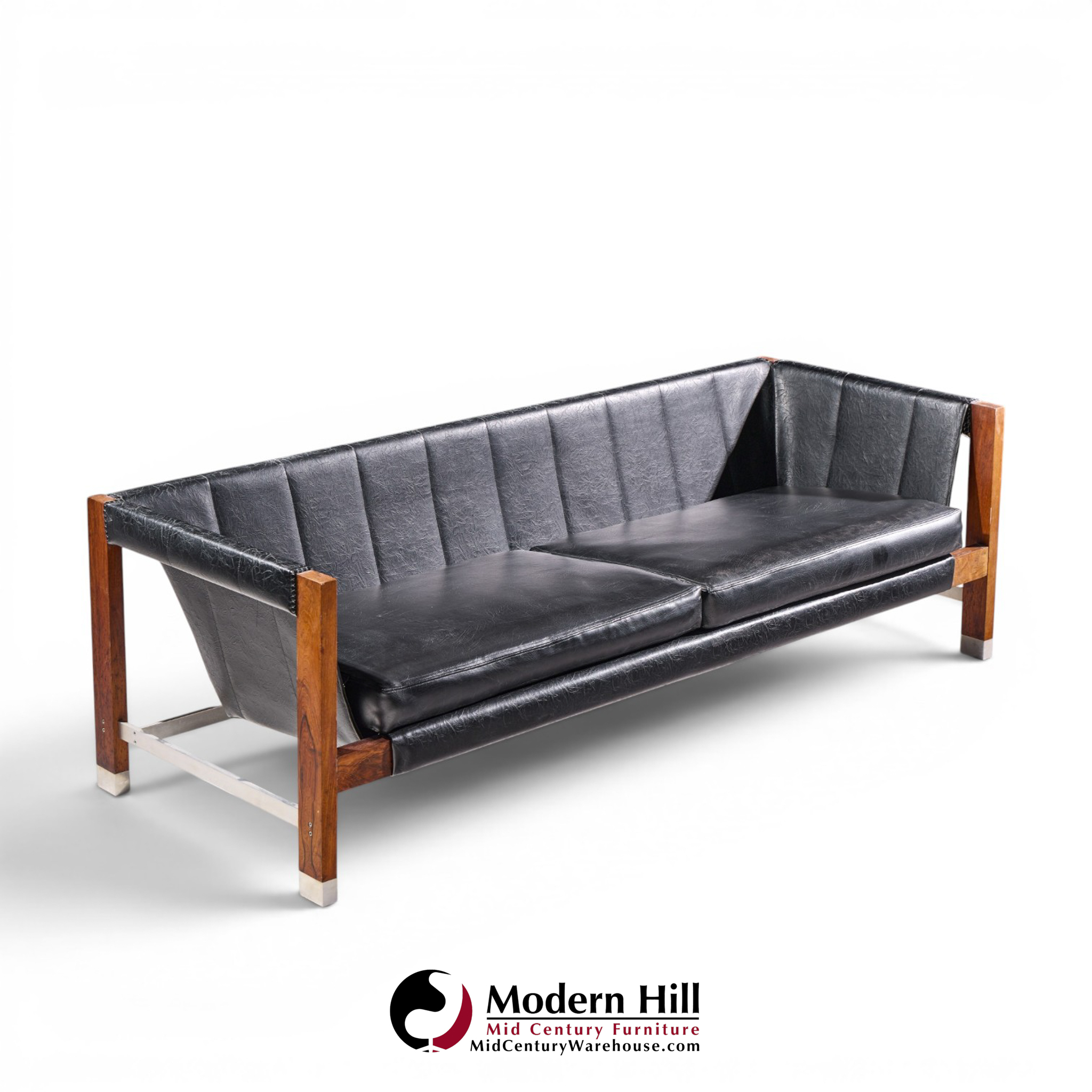 jack cartwright for founders mid century rosewood leather sling sofa