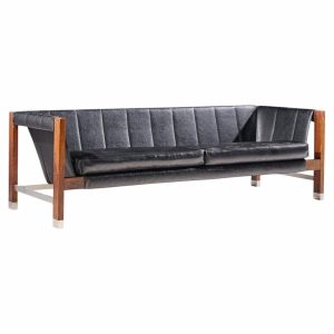 jack cartwright for founders mid century rosewood leather sling sofa