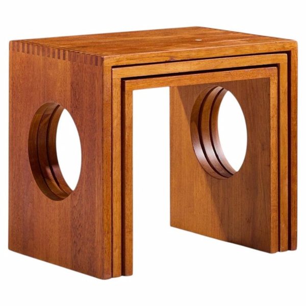 jens quistgaard mid century danish teak nesting tables - set of 3