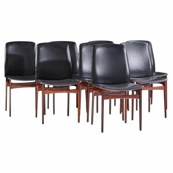 johannes andersen style mid century danish rosewood dining chairs - set of 8