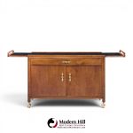 john kapel for glenn of california mid century walnut drop leaf expandable bar cart