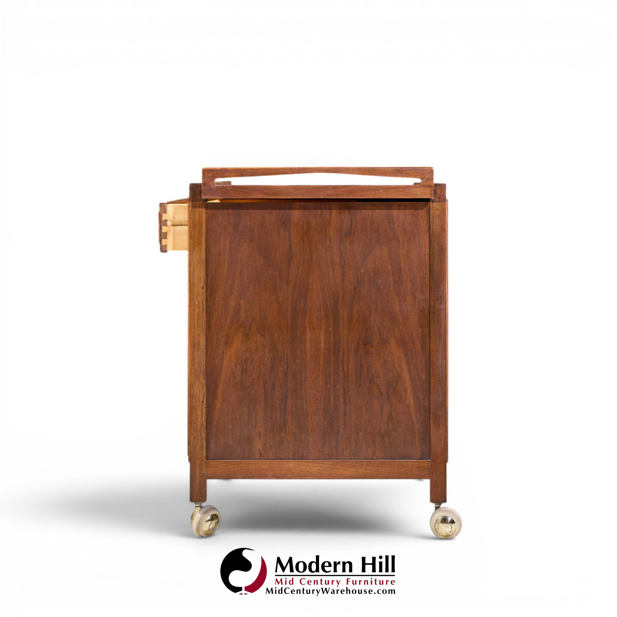 john kapel for glenn of california mid century walnut drop leaf expandable bar cart