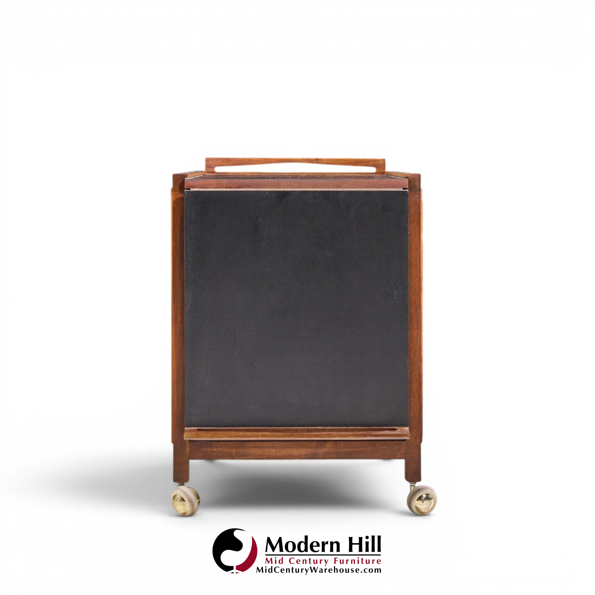 john kapel for glenn of california mid century walnut drop leaf expandable bar cart