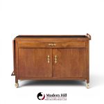 john kapel for glenn of california mid century walnut drop leaf expandable bar cart
