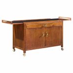 john kapel for glenn of california mid century walnut drop leaf expandable bar cart