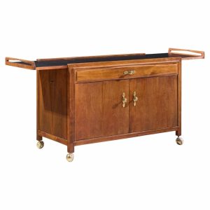 john kapel for glenn of california mid century walnut drop leaf expandable bar cart