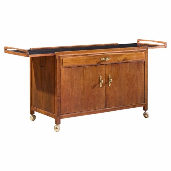 john kapel for glenn of california mid century walnut drop leaf expandable bar cart
