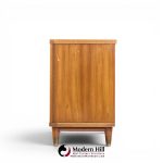 john widdicomb mid century walnut and brass credenza with hutch