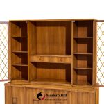 john widdicomb mid century walnut and brass credenza with hutch