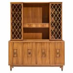 john widdicomb mid century walnut and brass credenza with hutch