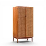 kipp stewart for calvin mid century walnut and cane front cabinet armoire