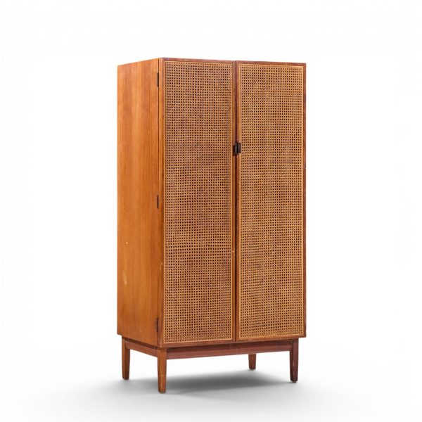 kipp stewart for calvin mid century walnut and cane front cabinet armoire