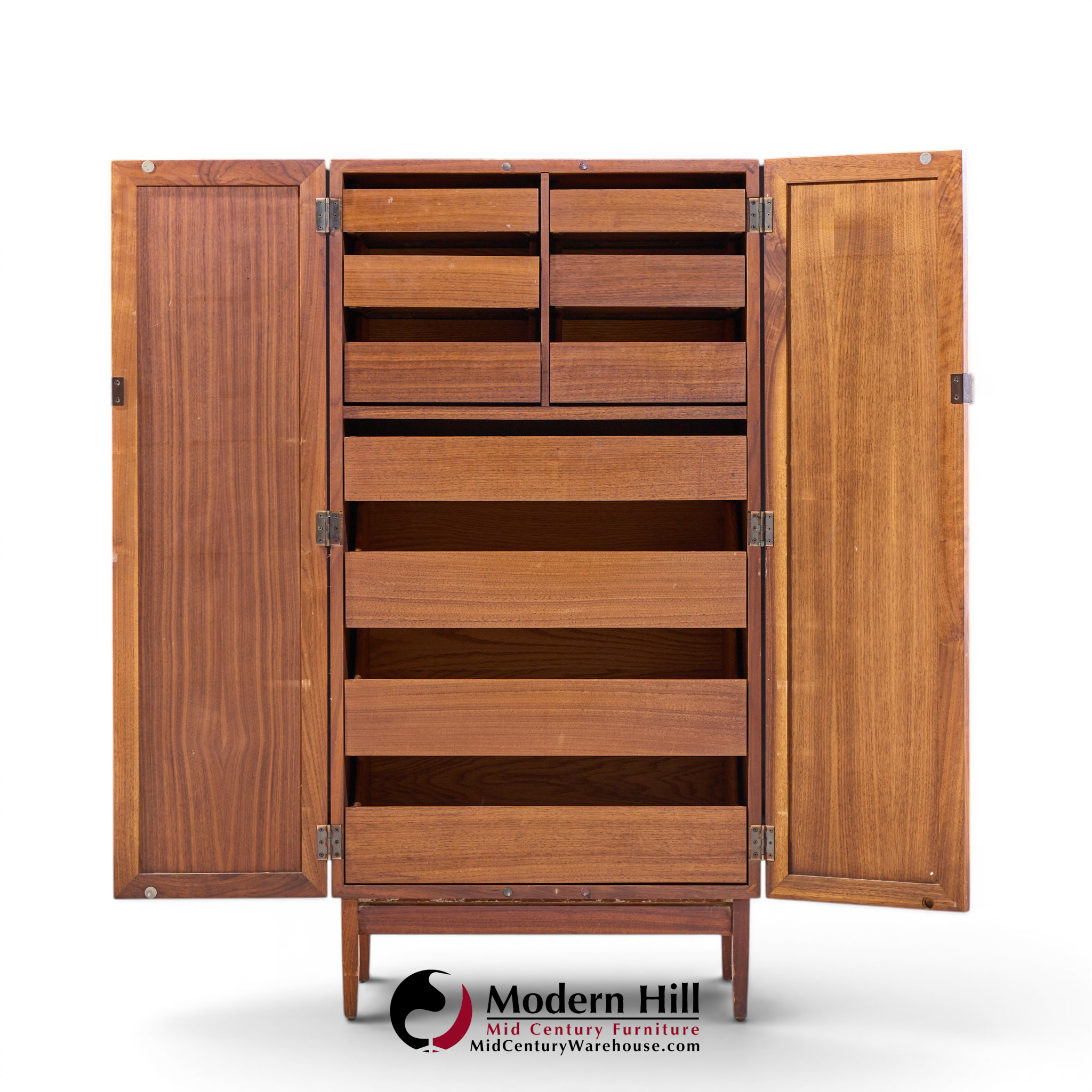 kipp stewart for calvin mid century walnut and cane front cabinet armoire