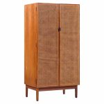 kipp stewart for calvin mid century walnut and cane front cabinet armoire