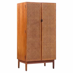 kipp stewart for calvin mid century walnut and cane front cabinet armoire