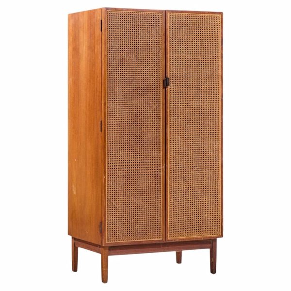 kipp stewart for calvin mid century walnut and cane front cabinet armoire