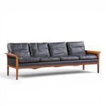 knut saeter for vatne møbler mid century norwegian rosewood and leather sofa