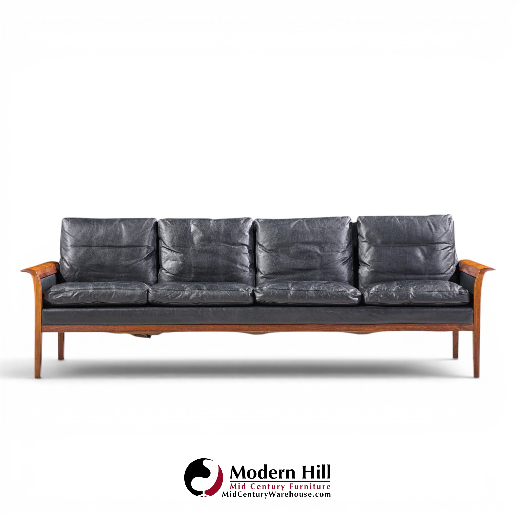 knut saeter for vatne møbler mid century norwegian rosewood and leather sofa
