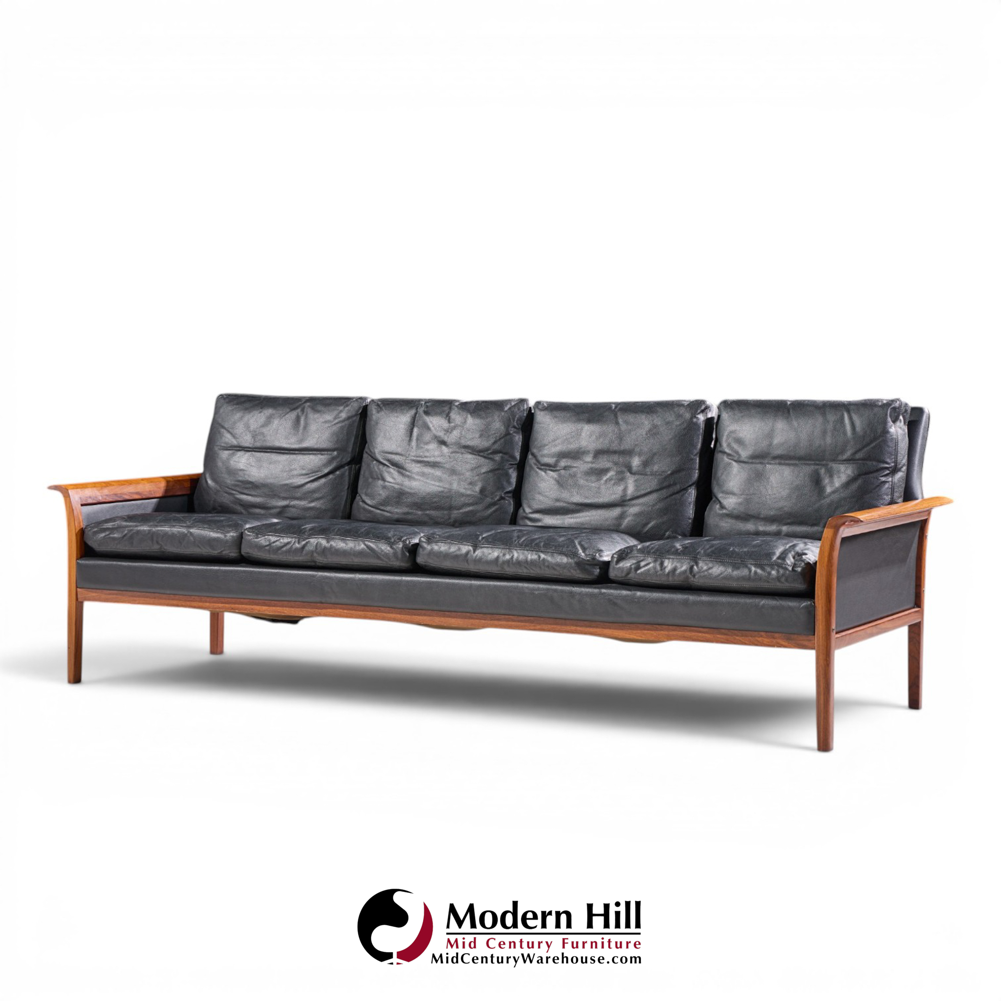 knut saeter for vatne møbler mid century norwegian rosewood and leather sofa