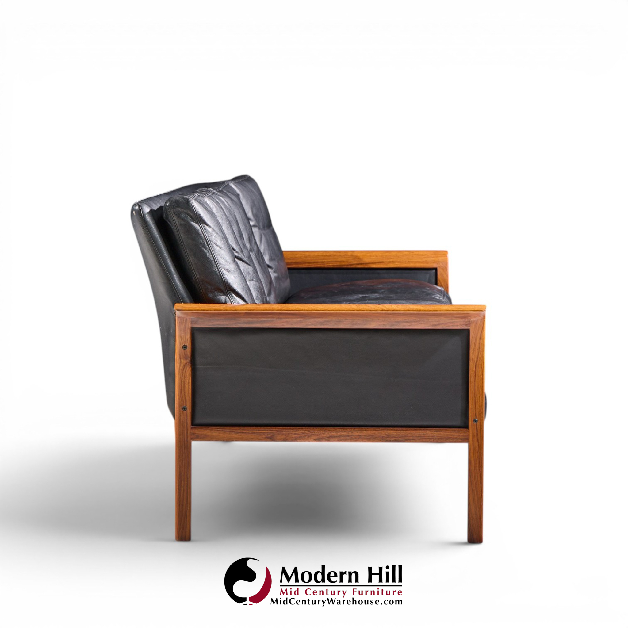 knut saeter for vatne møbler mid century norwegian rosewood and leather sofa