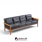 knut saeter for vatne møbler mid century norwegian rosewood and leather sofa