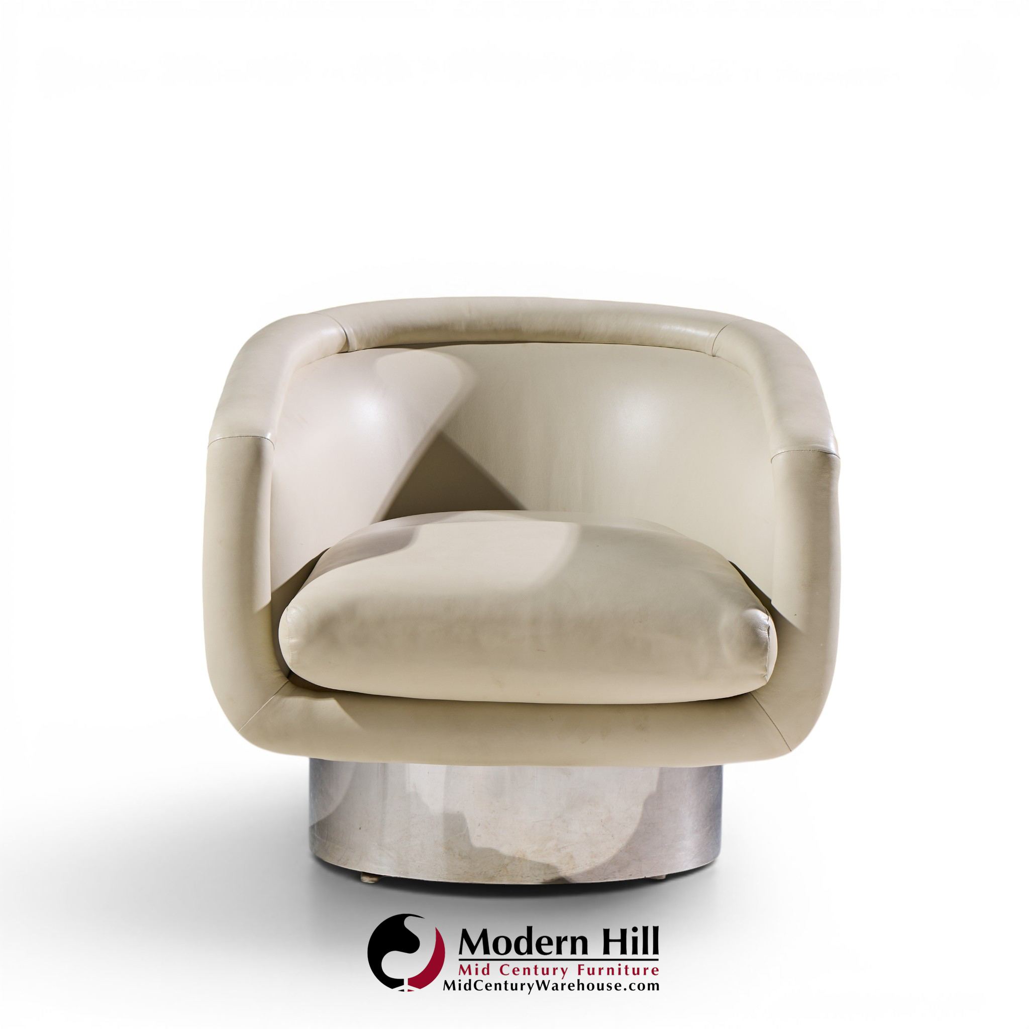 leon rosen for pace mid century chrome swivel lounge chair