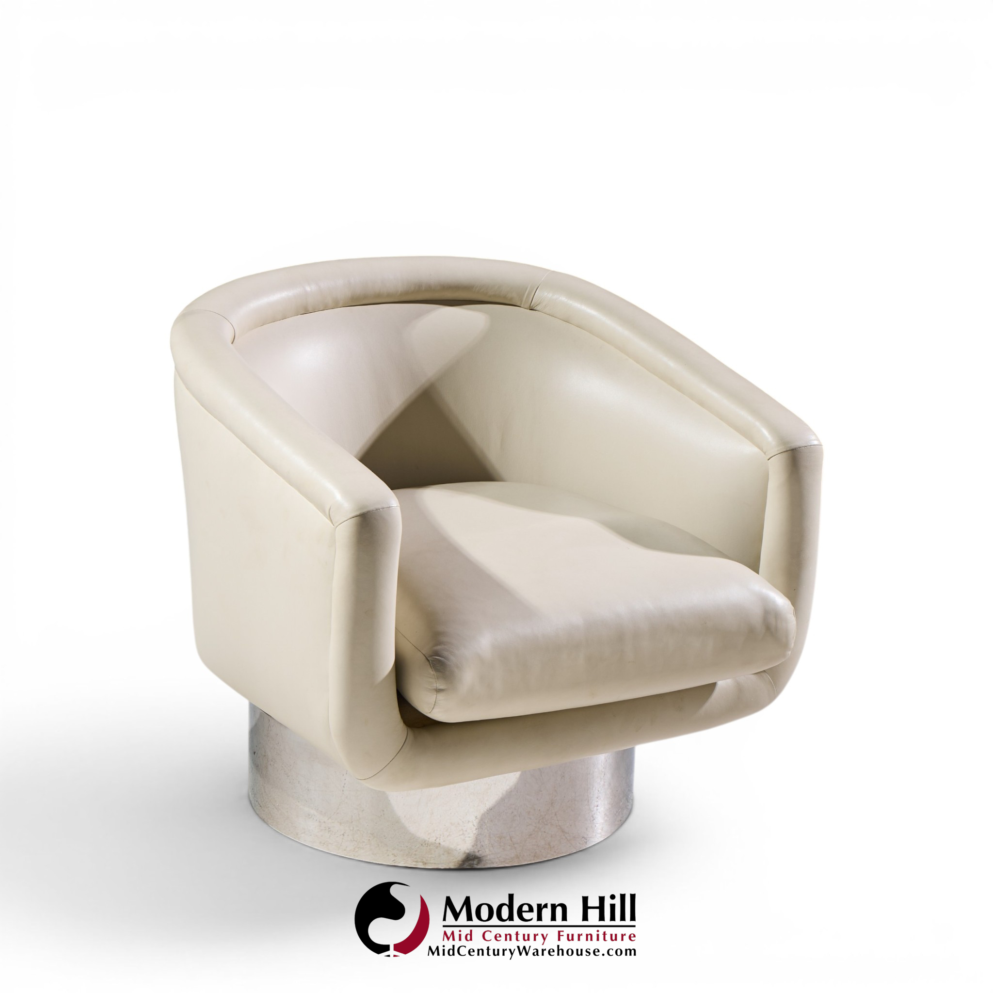 leon rosen for pace mid century chrome swivel lounge chair